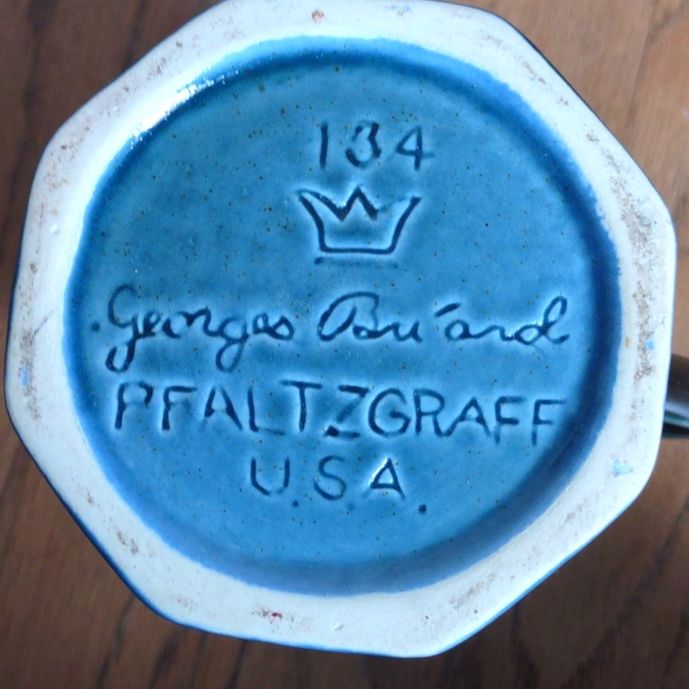 Vintage Pfaltzgraff Heritage Williamsburg Blue Green Cream and Sugar Set - Picture 7 of 8